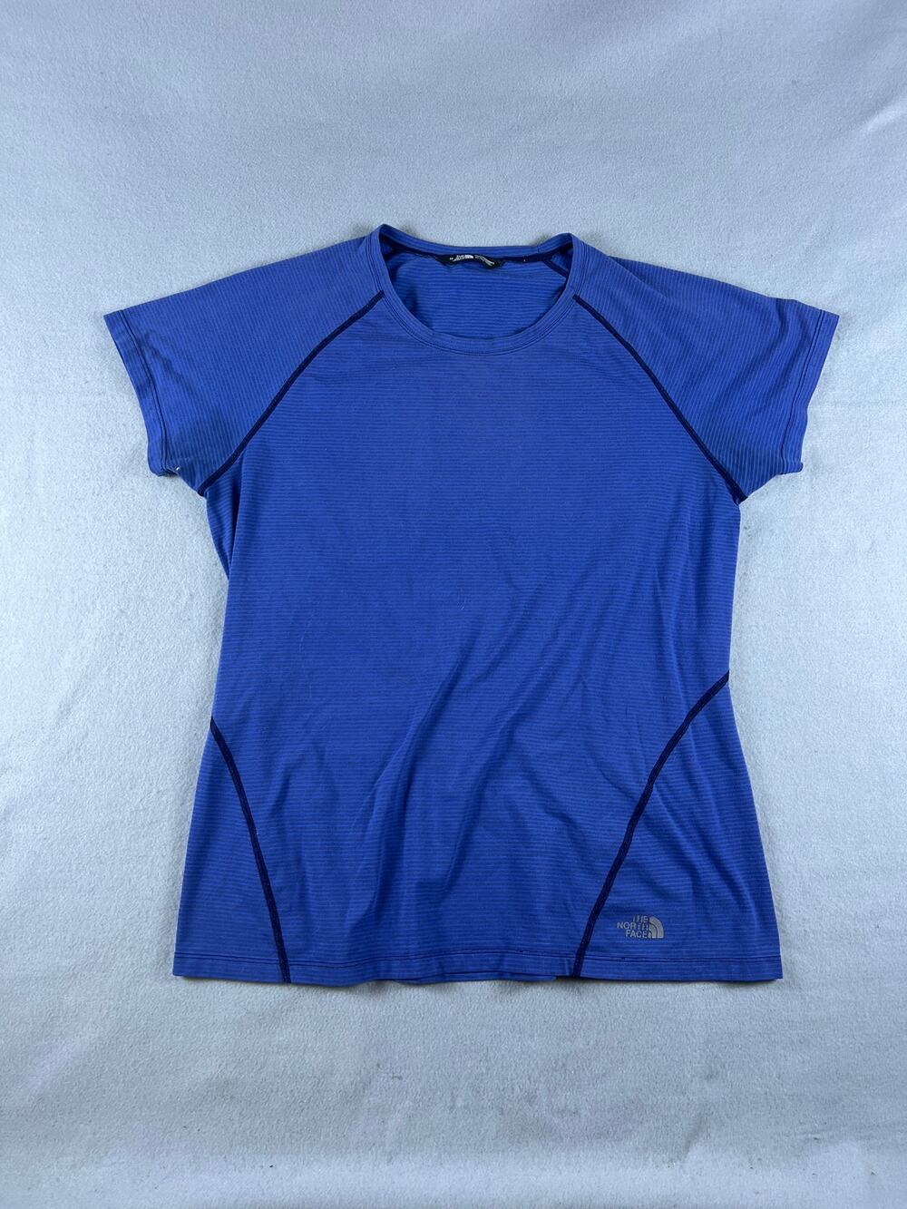 The North Face On The Go T-Shirt Womens XL Blue Striped Athletic Hiking Outdoor